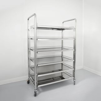 Cleanroom shelves are designed to store cleanroom supplies and cleaning materials